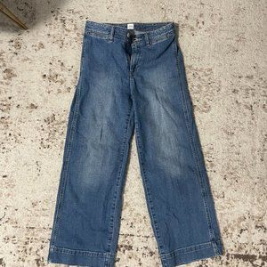 Gap High Rise Stride Ankle Wide Jeans - Dark Blue/Size 2 or 26